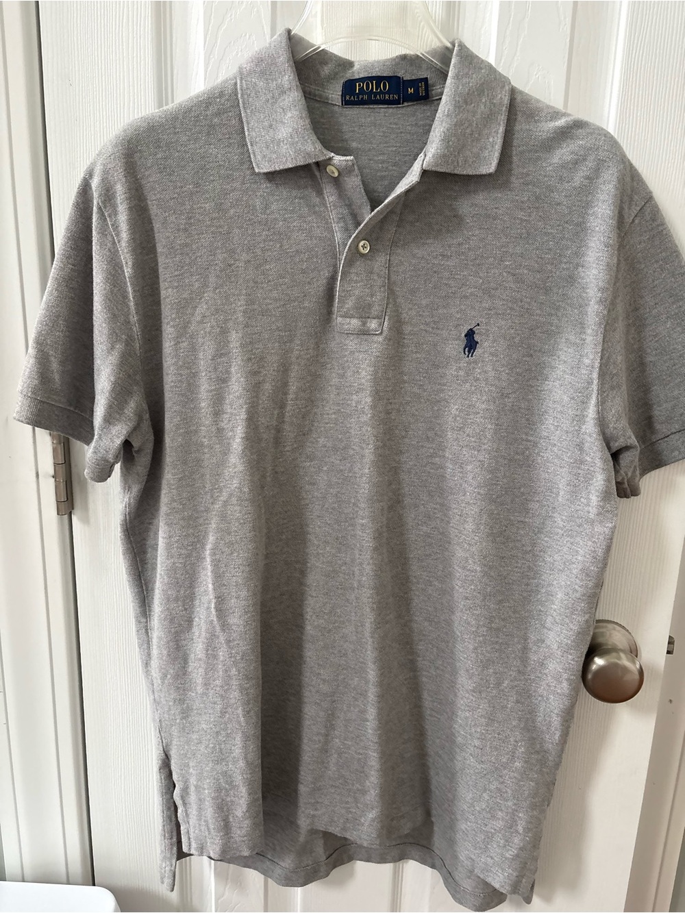 Ralph Lauren Light Gray Polo with Navy Logo